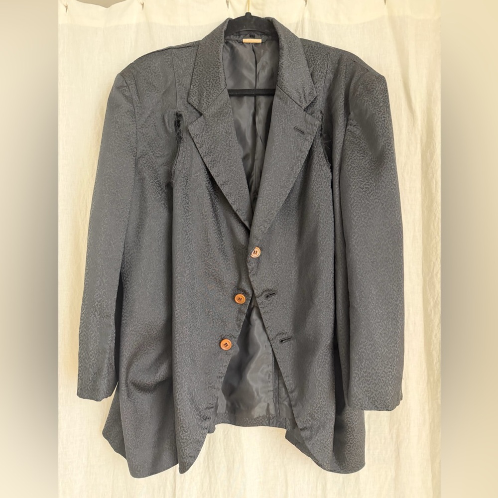 Commes de Garçon Black Blazer with Wooden Buttons. Size XS